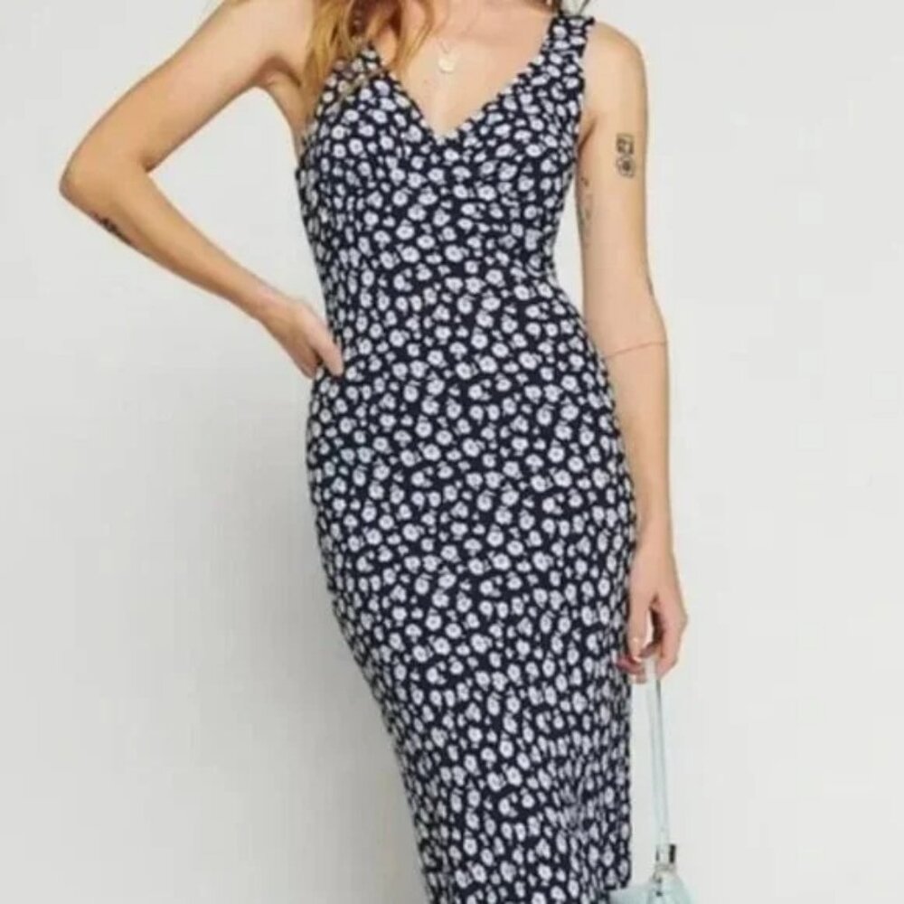 Reformation blue floral Beauden Dress